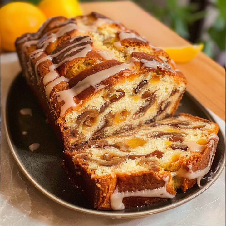 Wilgotna babka z brzoskwiniami i lukrem – idealna do kawy
