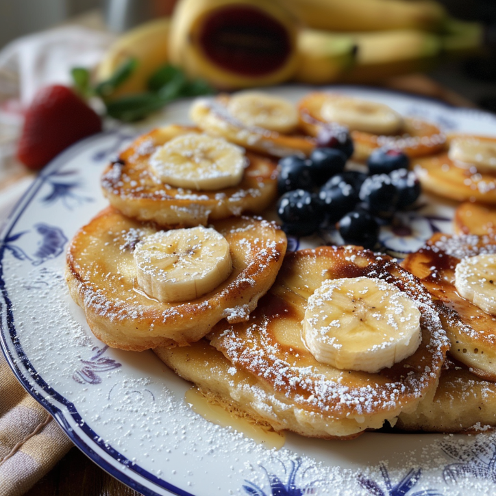 placuszki twarogowe z bananem i borówkami
