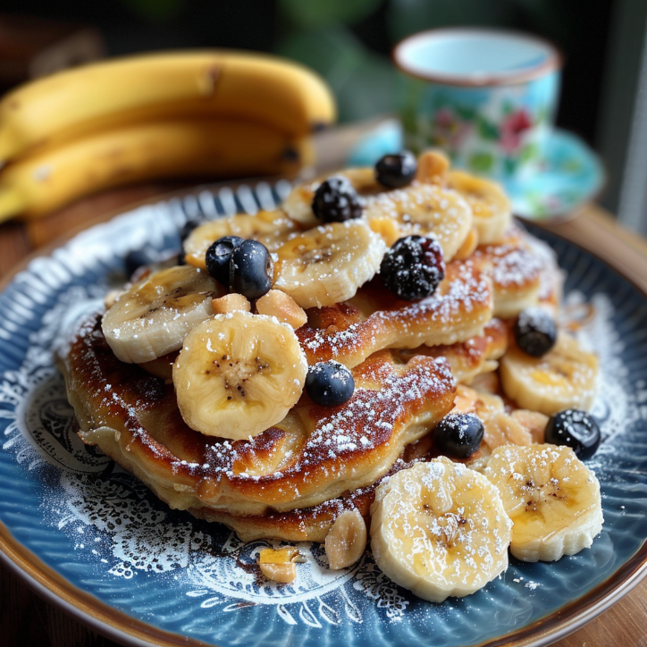 placuszki twarogowe z bananem i borówkami