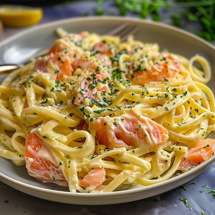 zitronenbutter lachs pasta genuss