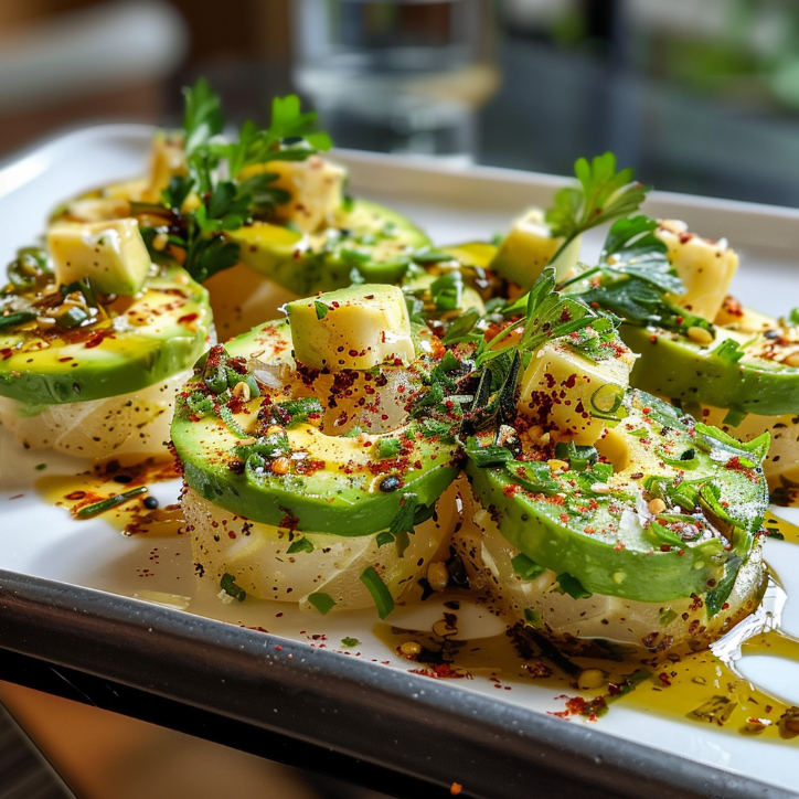 knoblauch garnelen mit avocado
