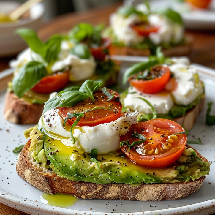 avocado burrata bruschetta den: Avocado-Burrata-Bruschetta: