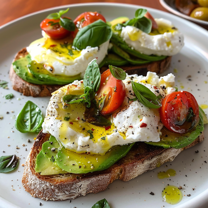 avocado burrata bruschetta den