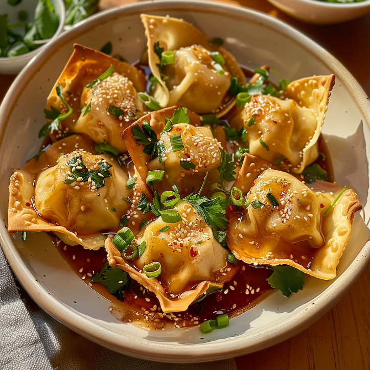 rzige garnelen wontons mit