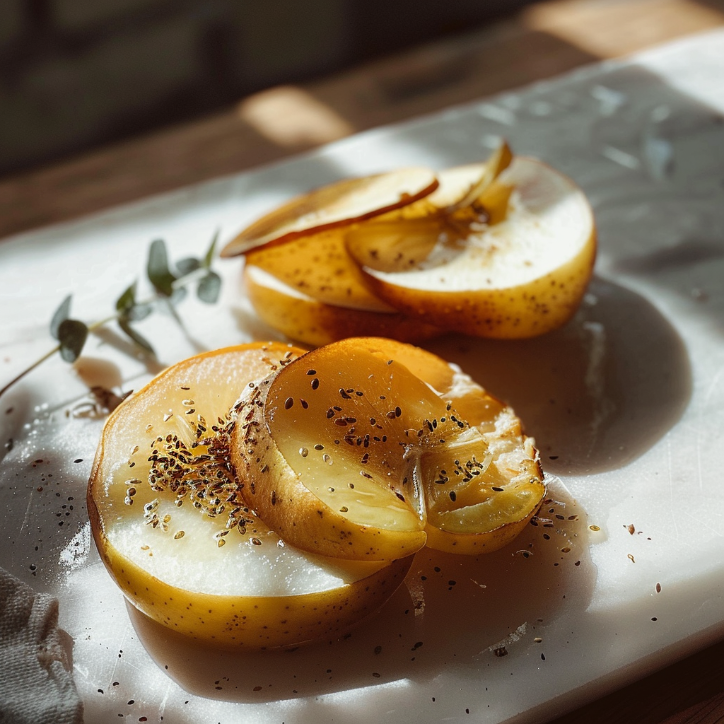 karamellisierte birnen auf ziegenk