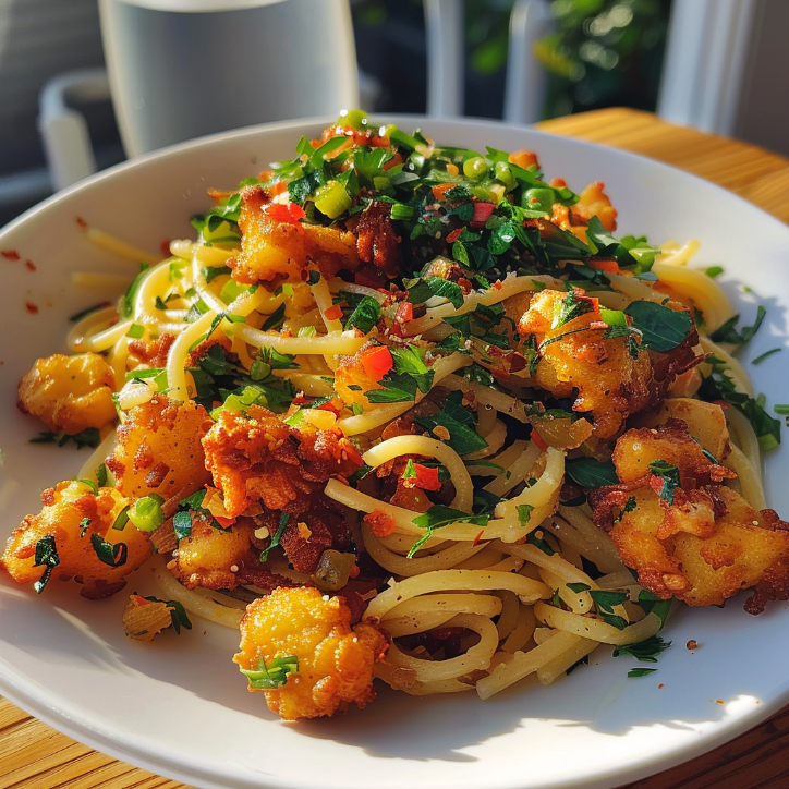 kichererbsen fritter pasta mit: Kichererbsen-Fritter-Pasta
