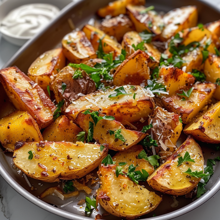 knusprige kartoffelspalten mit frischem