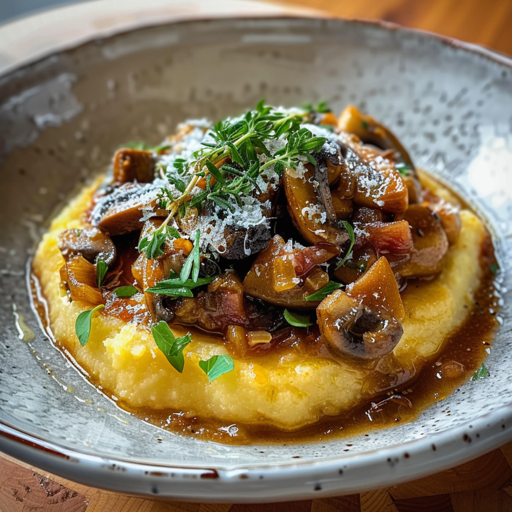 pilzragout auf parmesan polenta: Pilzragout