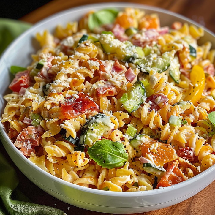 crispy pasta salat mit