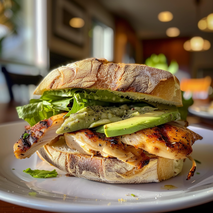 berbackenes chicken avocado sandwich: Überbackenes Chicken