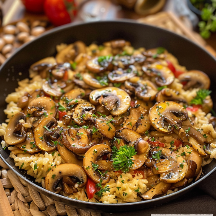 Champignon Pfanne mit Reis