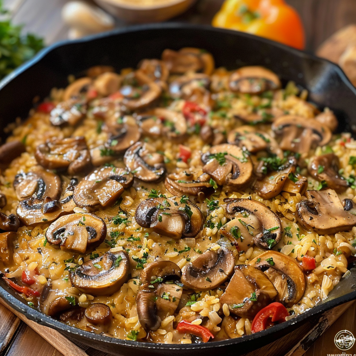 Champignon Pfanne mit Reis: Champignon-Pfanne mit Reis: Herzhaft