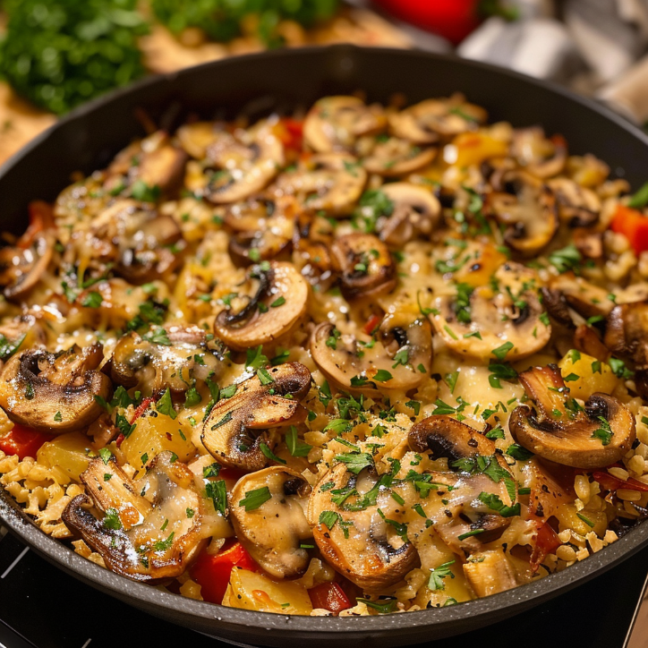 Champignon Pfanne mit Reis