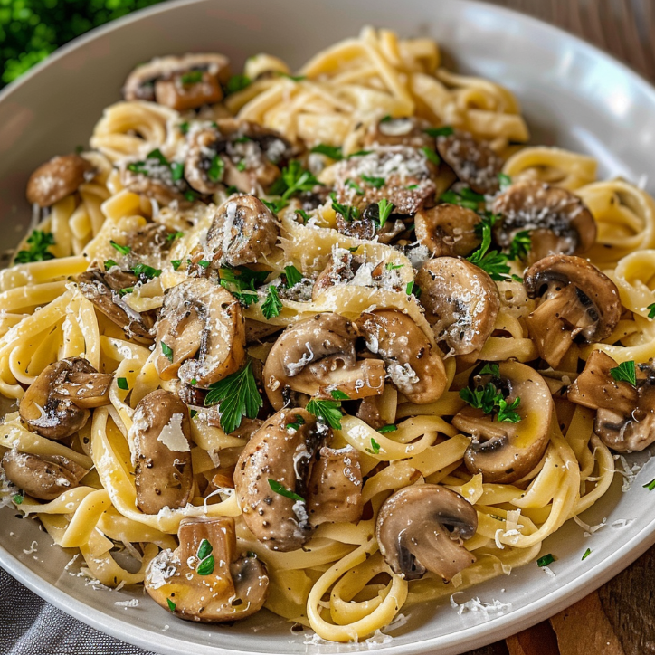 Hähnchen Champignons Pasta: Cremige Hähnchen-Champignons-Pasta –