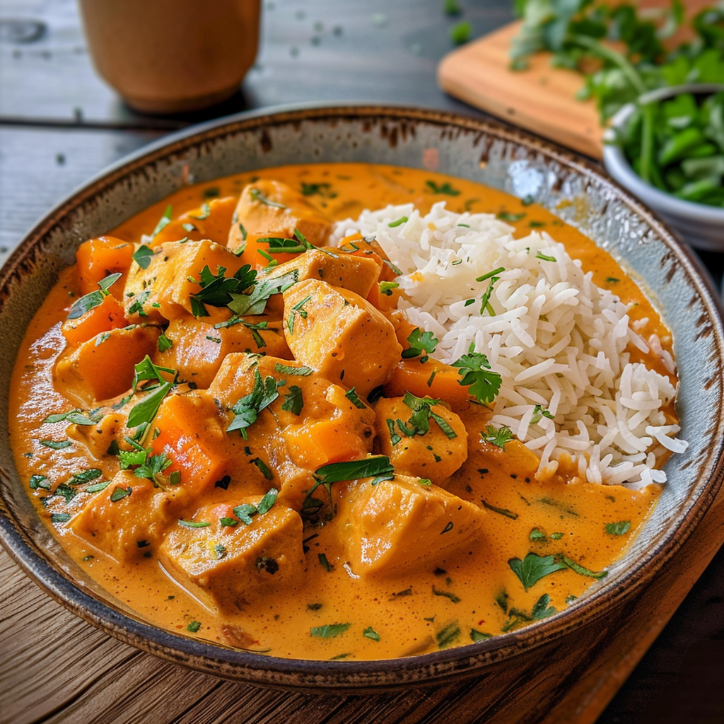 Kürbis Hähnchen Curry
