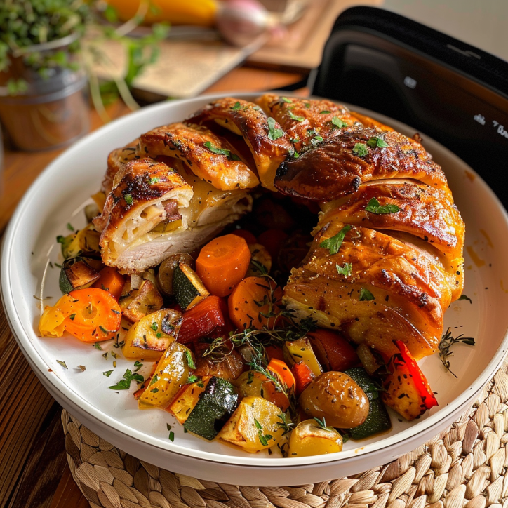 Hähnchenschenkel mit Gemüse aus dem Airfryer