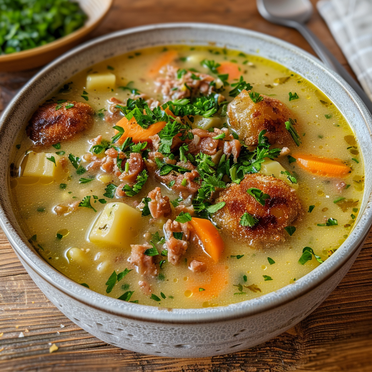 Suppe mit Hackfleischbällchen