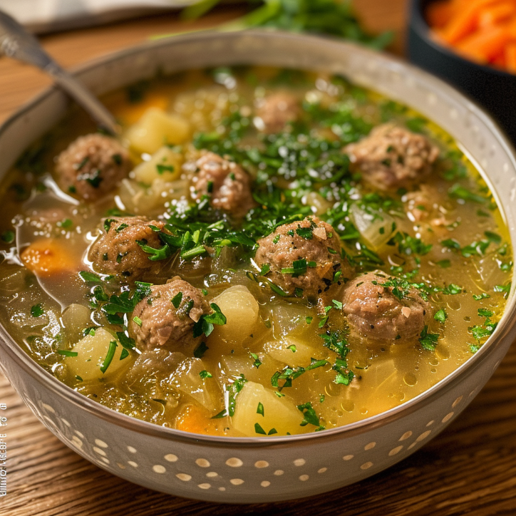 Suppe mit Hackfleischbällchen