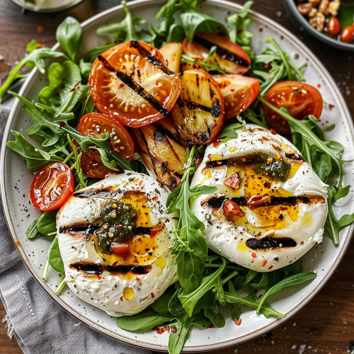 Gegrillte Pfirsiche mit Burrata