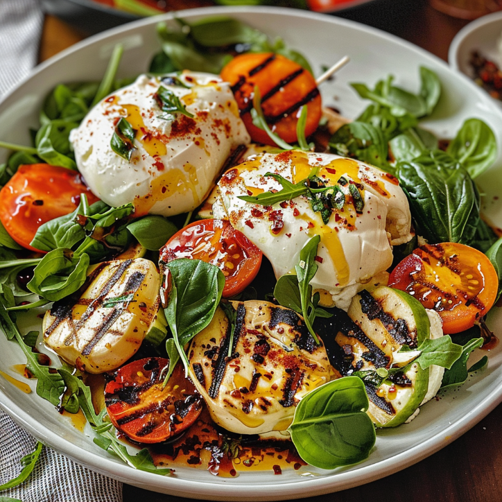 Gegrillte Pfirsiche mit Burrata
