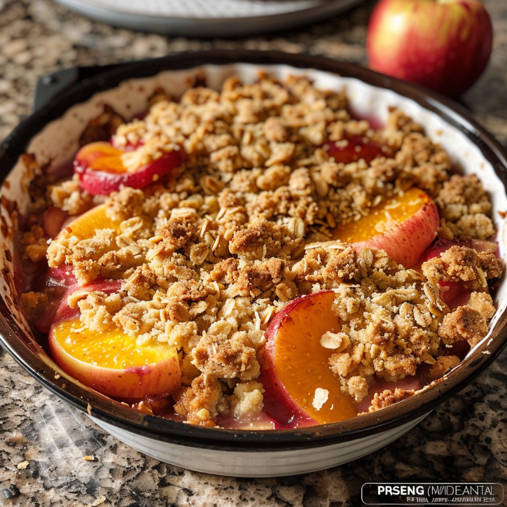 Pfirsich Crumble mit Haferflocken: Pfirsich-Crumble