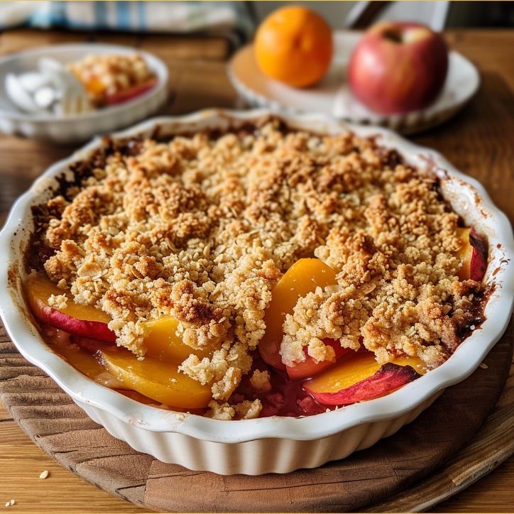 Pfirsich Crumble mit Haferflocken