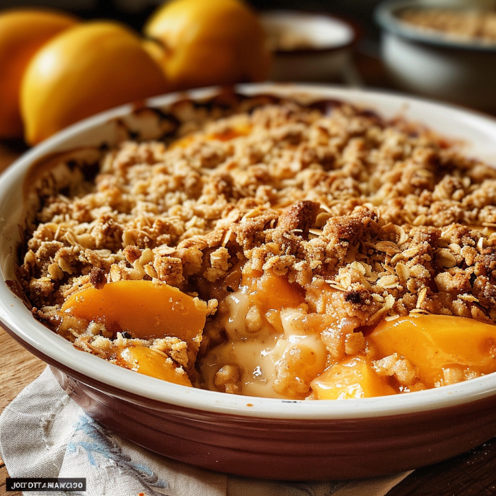 Pfirsich Crumble mit Haferflocken