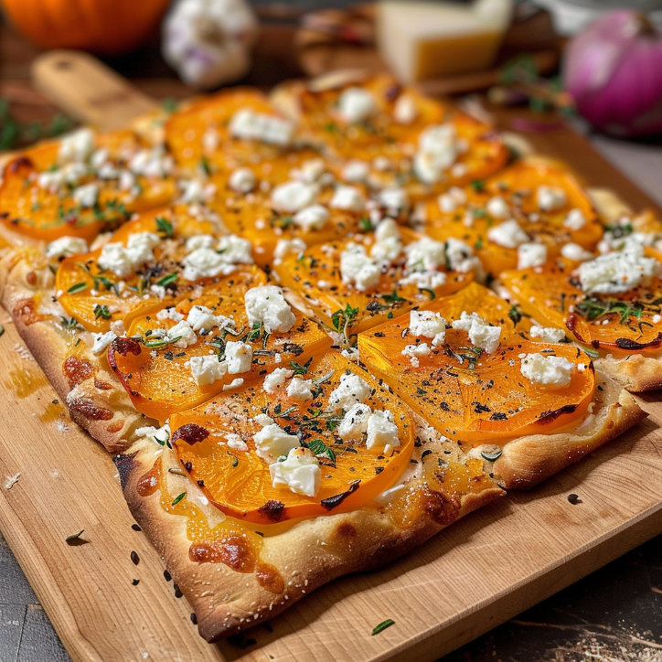 Kürbis Flammkuchen mit Feta