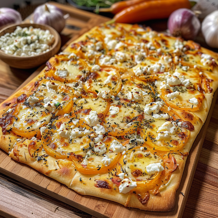 Kürbis Flammkuchen mit Feta