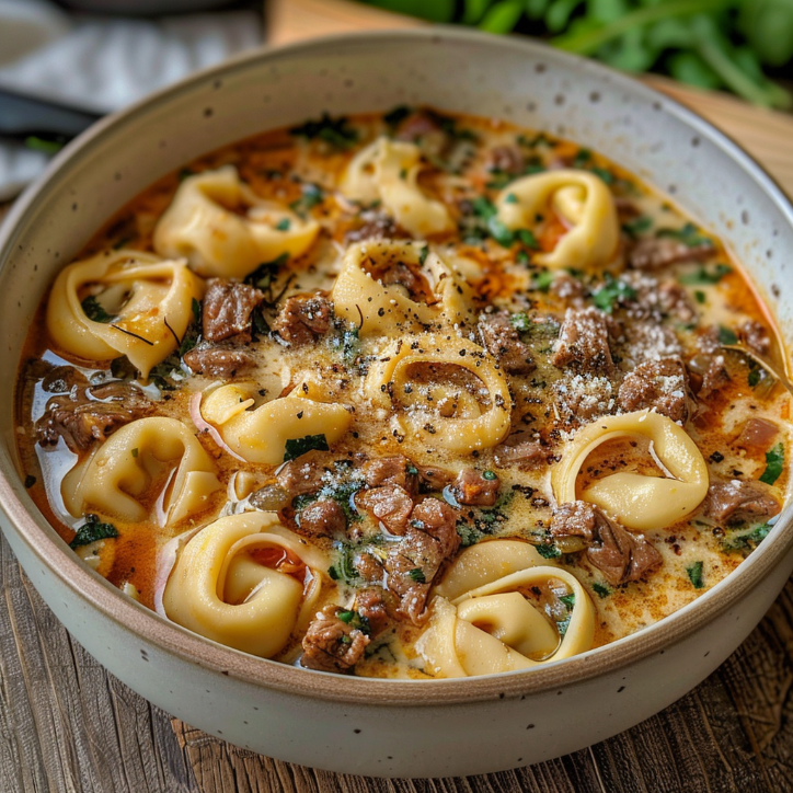 Tortellini Suppe mit Hackfleisch