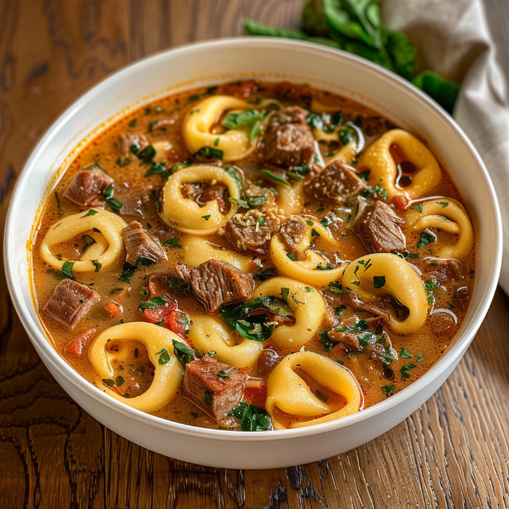 Tortellini Suppe mit Hackfleisch
