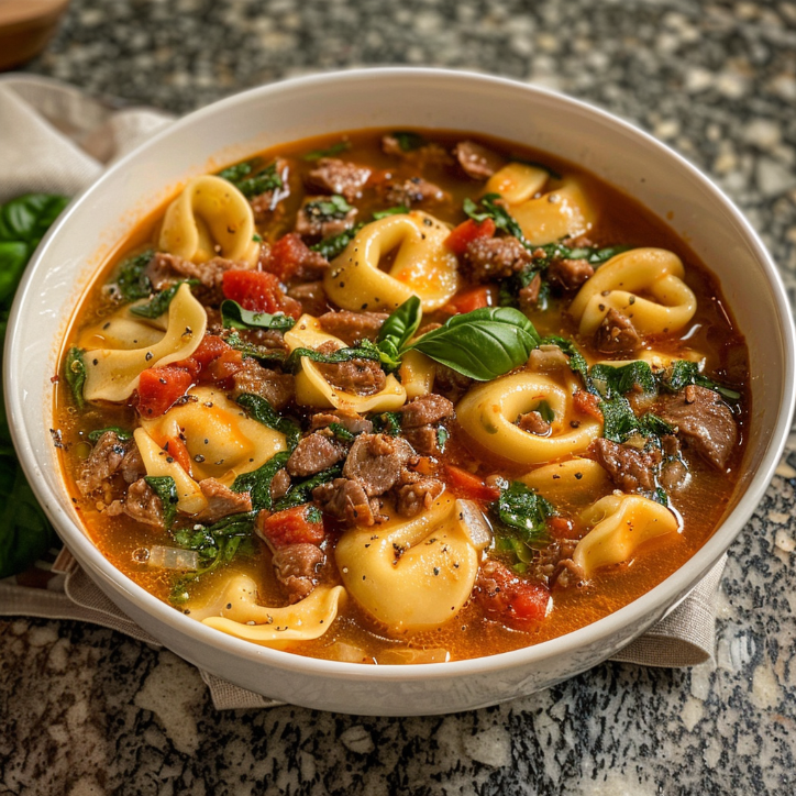 Tortellini Suppe mit Hackfleisch