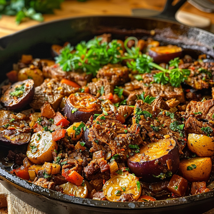 Auberginen Hackfleisch Pfanne