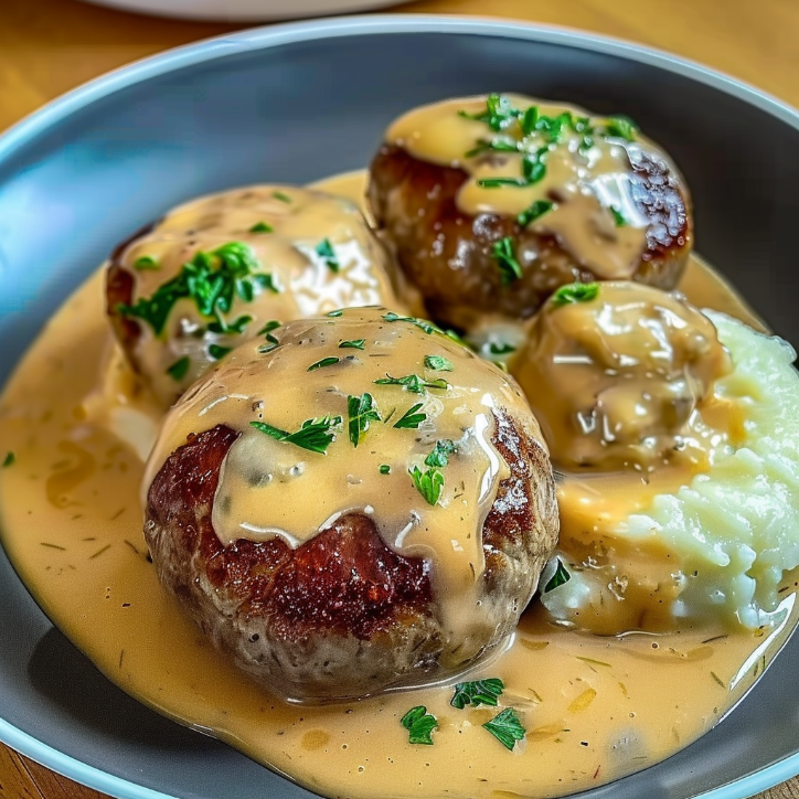 hackbällchen cremiger sauce mit