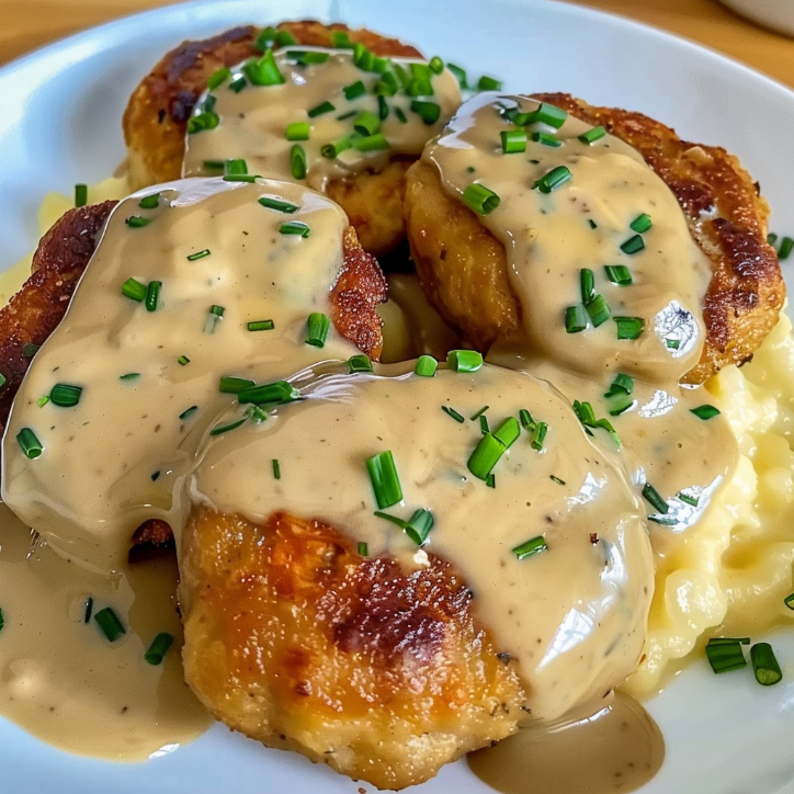 hackbällchen cremiger sauce mit