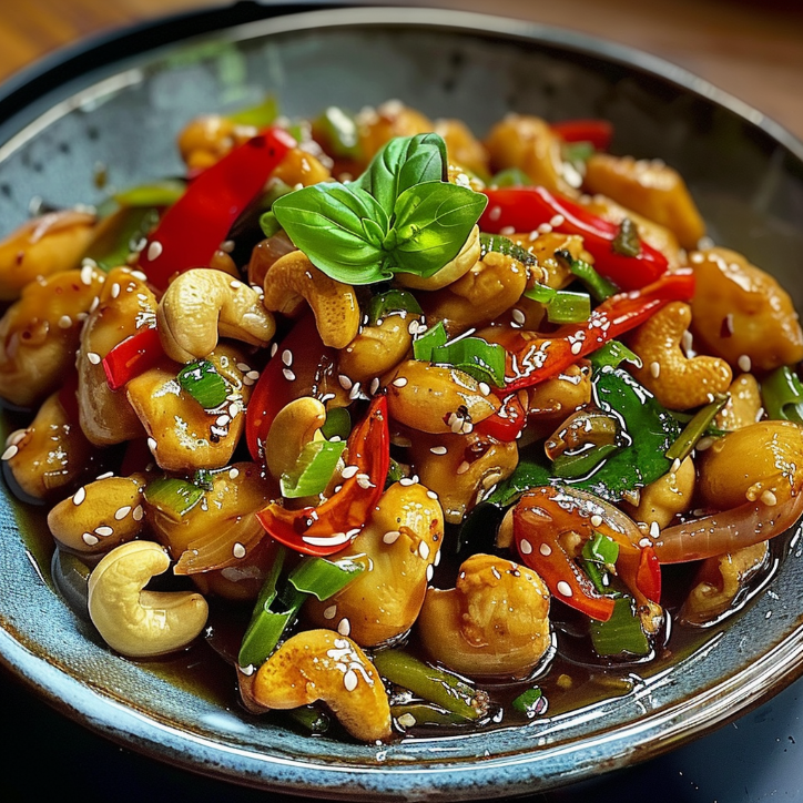 thailändisches cashew-hähnchen-pfannengericht ein unglaubliches