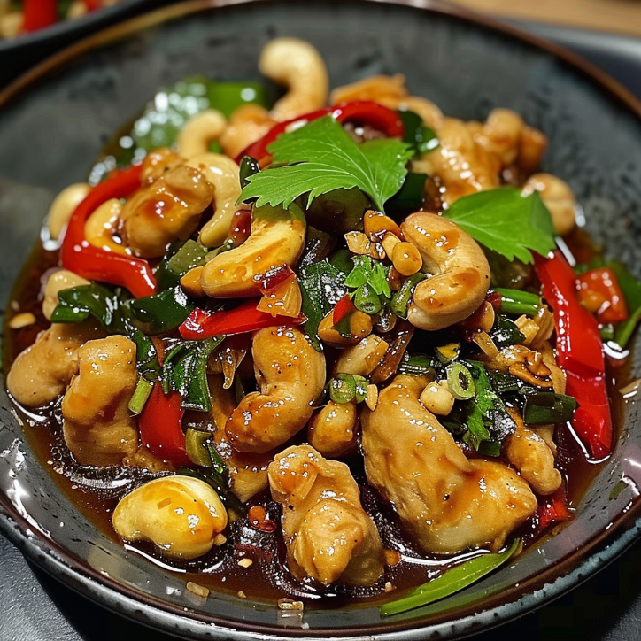 thailändisches cashew-hähnchen-pfannengericht ein unglaubliches