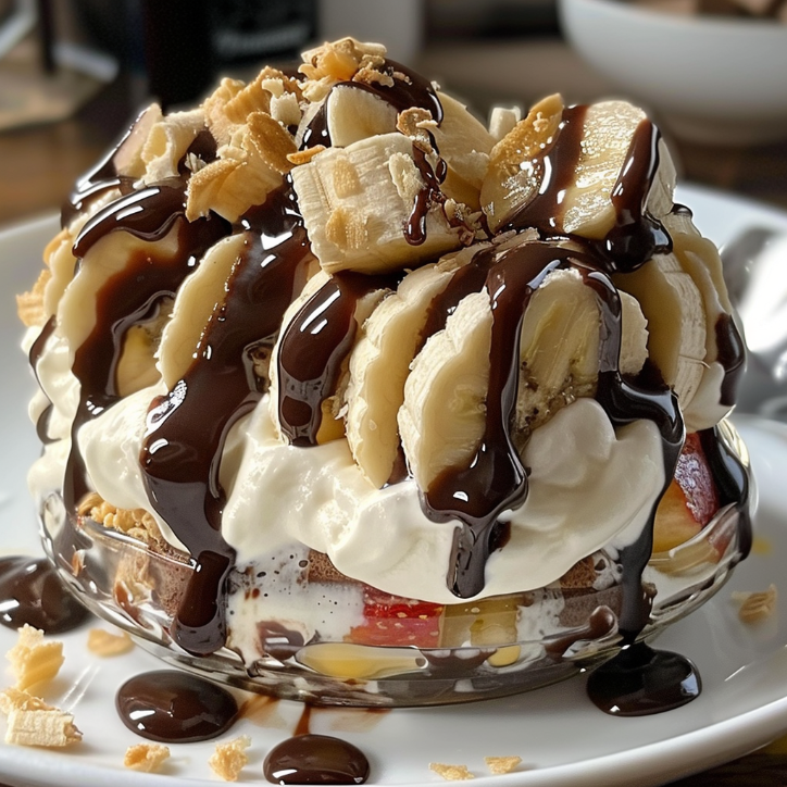 banana-split-dessert ein unglaubliches ultimatives
