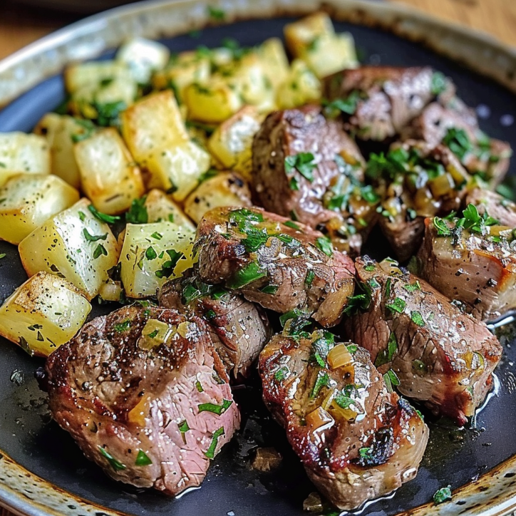 steak-häppchen mit knoblauchbutter und