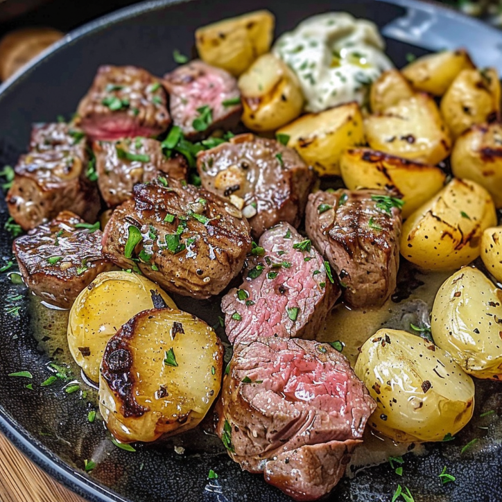 steak-häppchen mit knoblauchbutter und