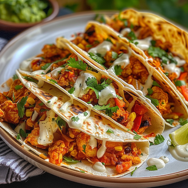 buffalo-style tacos mit weißen