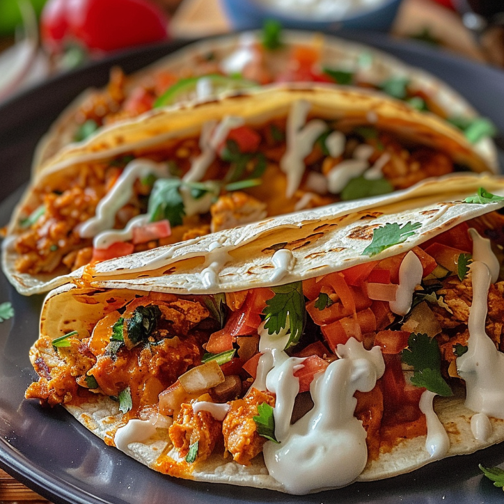 buffalo-style tacos mit weißen
