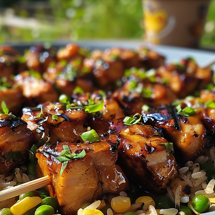 honig-bbq-hähnchen mit reis ein