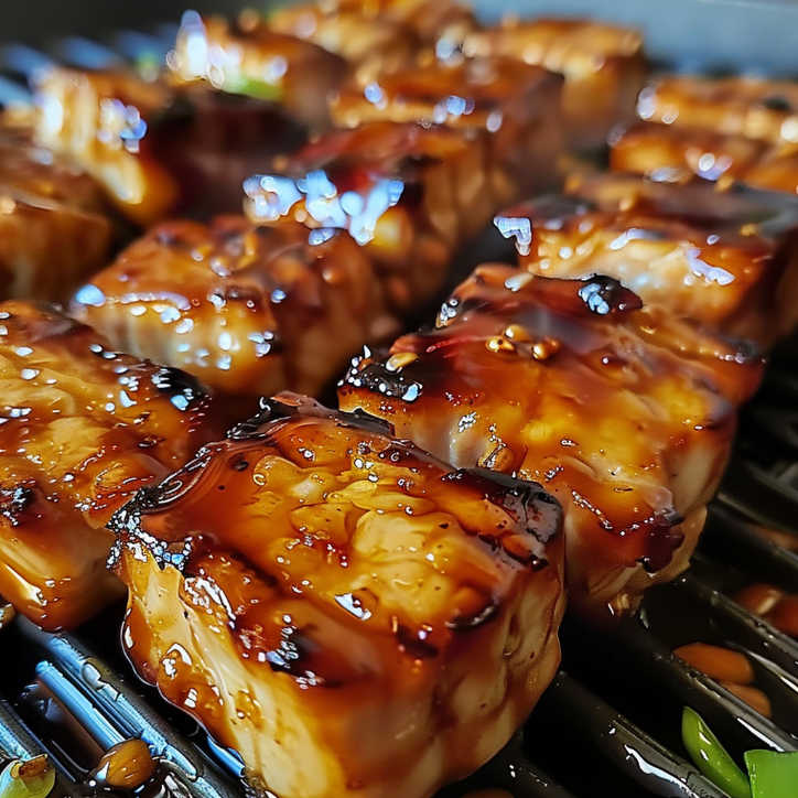 honig-bbq-hähnchen mit reis ein