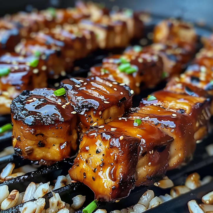 honig-bbq-hähnchen mit reis ein
