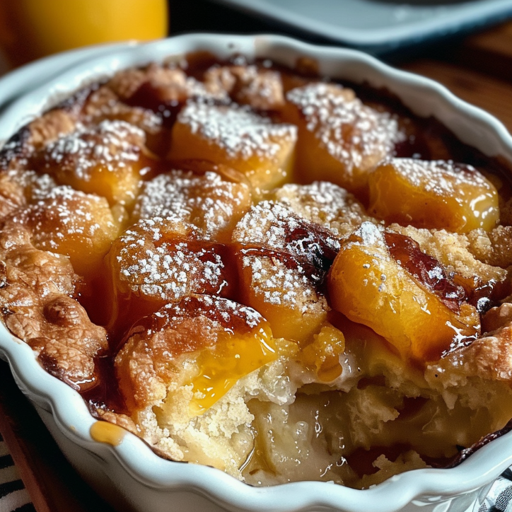 pfirsich-cobbler mit braunem zucker