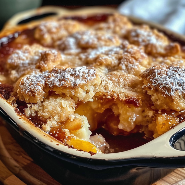 pfirsich-cobbler mit braunem zucker