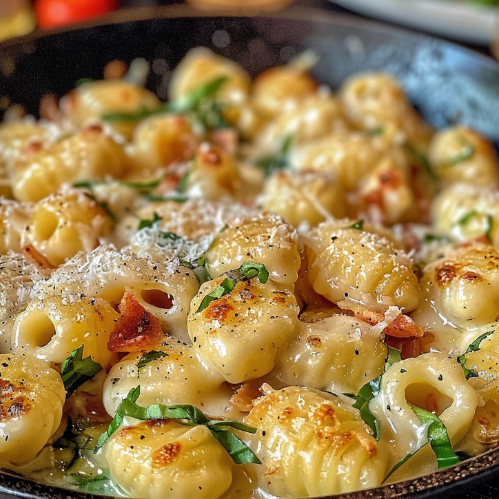 gnocchi-gemüse-pfanne mit frischkäse ein