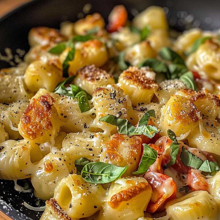 gnocchi-gemüse-pfanne mit frischkäse ein