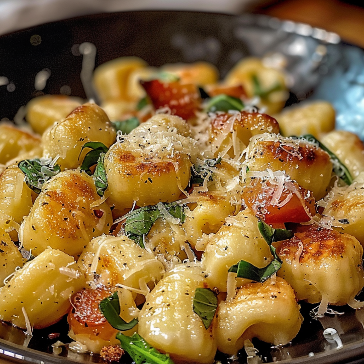 gnocchi-gemüse-pfanne mit frischkäse ein
